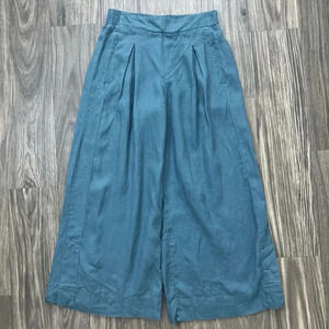 Athleta Playa Linen Wide Leg Crop Pants Women's Size 4 • Borealis Green Teal